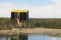 Toilettenhäuschen auf dem Titikaka See, Peru