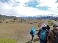 Fußweg zur Farm mit Bergpanorama