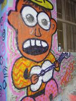 und bunten Häuserwänden