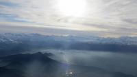 Santiago de Chile mit Andencordillere von oben