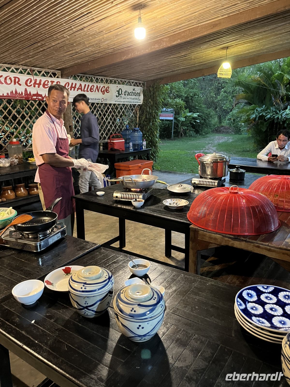 Familie, Abendessen, Krobei Riel, Kambodscha