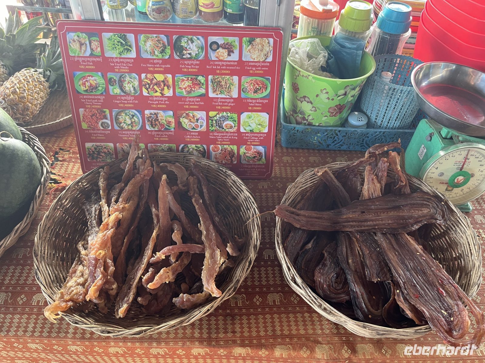 Getrocknetes Fleisch, Tonle–Sap–See, Kambodscha