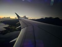 Landeanflug Papeete bei Sonnenaufgang