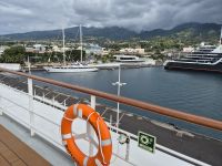 gerade auf der Paul Gauguin angekommen, Blick auf Papeete