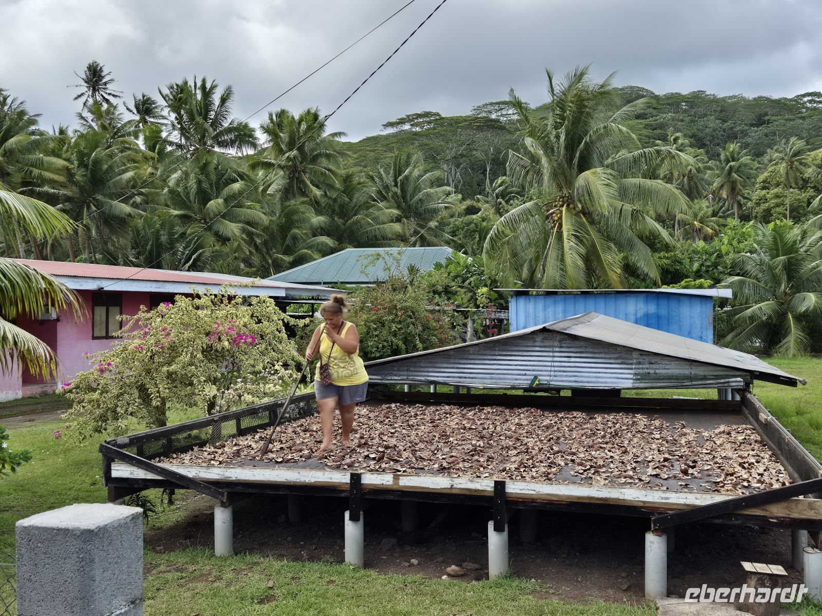 auf Taha´a - hier wird Kokosmark getrocknet