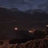Südtirol, Vinschgau, Schlanders, Bergfeuer am Herz Jesus Sonntag