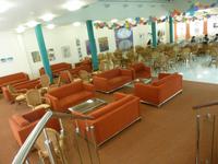 Festsaal (Atrium) nach der Silvesterfeier zu Neujahr im Hotel Sanssouci, Karlsbad