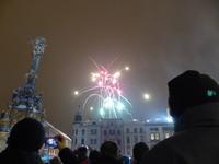 Neujahrsfeuerwerk auf dem Markt von Olomouc
