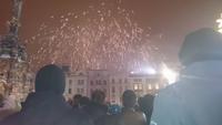Neujahrsfeuerwerk auf dem Markt von Olomouc