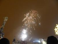 Neujahrsfeuerwerk auf dem Markt von Olomouc