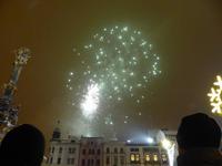 Neujahrsfeuerwerk auf dem Markt von Olomouc