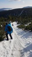 Tschechische Republik, Riesengebirge, Pec pod Snezkou, Rutschpartie von der Schneekoppe