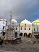 Marktplatz mit Brunnen inTrebon