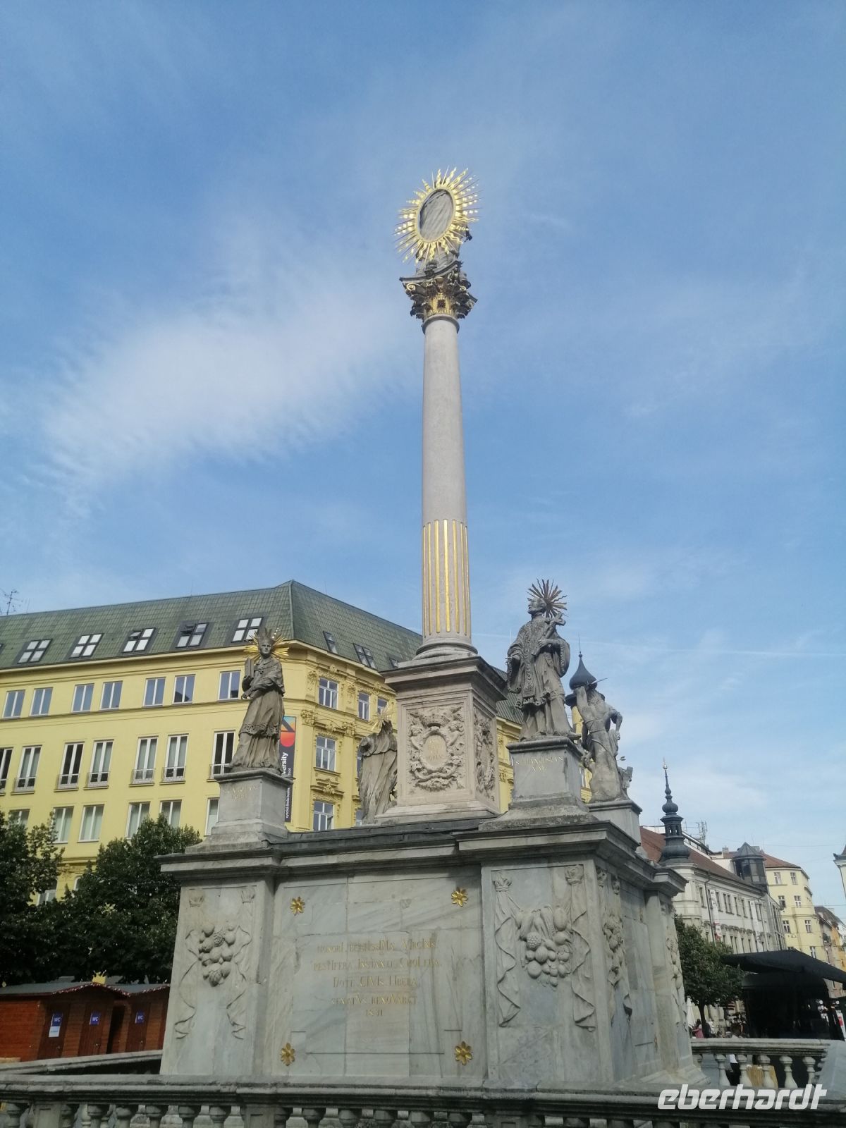 Stadtrundgang in Brünn, Pestsäule auf dem Námestí Svobody, Freiheitsplatz