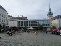 Der Blick auf das Alte Rathaus vom Zelny trh, Brünn