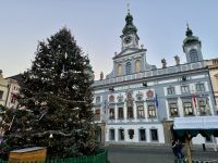 2. Tag – Abendspaziergang durch Budweis – Weihnachtsbaum vor dem Magistrat der Stadt Budweis
