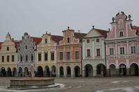 Hauptplatz in Telc - schöne Bürgerhäuser mit Laubengängen