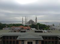 Blick von der Dachterasse zur blauen Moschee