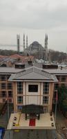 Blick von der Terrasse unseres Hotels auf die Sultan Ahmet Camil oder Blaue Moschee