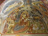 Kappadokien, Göreme Freilichtmuseum, eine anmutige Darstellung der Geburt Christi.