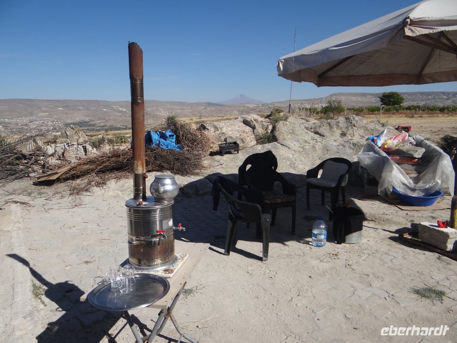 Kappadokien, Samstagmittag mit freier Sicht auf den Vulkan Erciyes.