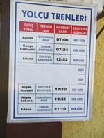 türkischer Bahnfahrplan in Yenice