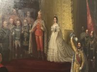 Kaiser Franz Joseph I. mit Sisi, Auszug aus einem Gemälde zur Krönung zum König von Ungarn