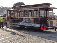 San Francisco - Anfangsstation der Powell/Hyde Street- Linie, Drehen der Cable Car