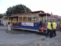 San Francisco - Anfangsstation der Powell/Hyde Street- Linie, Drehen der Cable Car