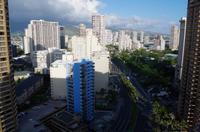 Blick vom Hotel auf Honolulu