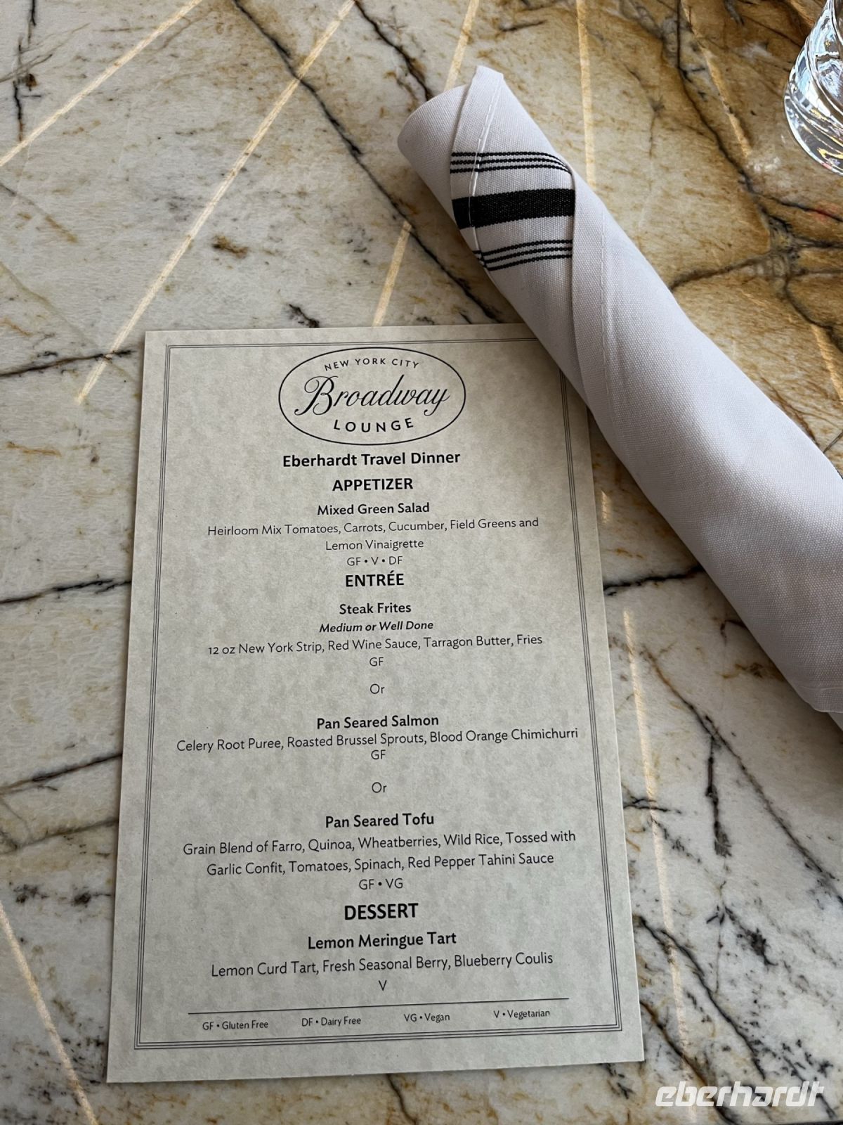 Abendessen im Hotelrestaurant Marriott Marquis