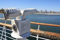 Blick vom Schiff Queen Mary über Long Beach, Los Angeles