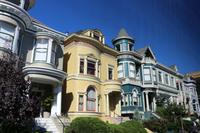 Holzhäuser Painted Ladies am Alamo Square in San Francisco