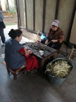 Besichtigung der Seidenstoff-Papierfabrik: Bearbeitung der Maulbeerbaumrinde, Samarkand