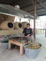 Seidenstoff-Papierfabrik: Bearbeitung der Maulbeerbaumrinde, Samarkand