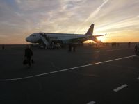 Landung in Urgentsch beim besten Wetter