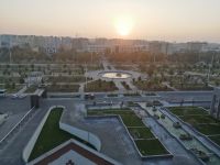 Blick auf den Park vor unserem Hotel Wyndham Buchara