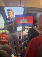 Umflaggen des Speedbootes