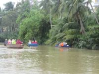 Bootsfahrt in runden Bambusbooten, Hoi An, Vietnam