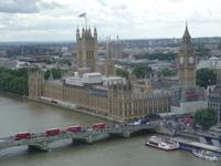 London - London Eye , Blick auf the houses of Parlament zum Ersten