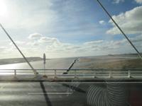 Fahrt über die Pont de Normandie bei Ebbe