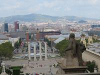 Barcelona - Blick vom  Museum der Katalanischen Kunst zum spanischen Platz