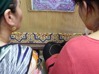 Seidenteppichwerkstatt in Chiwa, Vorführung