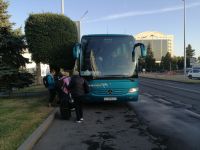 mit dem Bus fahren wir duch Kasachstan und Kirgisien