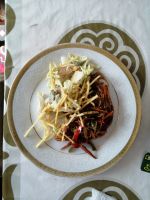 unser Mittagessen bei der Familie im Jurtencamp im Bergtal Kara-Kojun