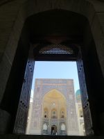 Stadtrundgang durch Buchara, Blick auf die Mir-Arab-Medresse von der Kaljan-Moschee