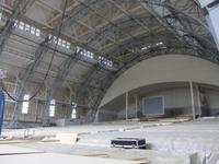 Blick in das Passionstheater, wo noch gebaut wird