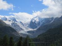 0187 Glacier-Bernina-Express-  Fahrt mit dem Bus über den Bernina-Pass - Blick zum Monteratsch-Gletscher