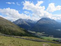 0204 Glacier-Bernina-Express- Auffahrt zum Mouttas Muragl - Blick zum Piz Palü und zum Piz Bernina