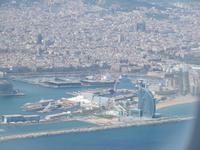 Blick aus dem Flugzeug auf Barcelona